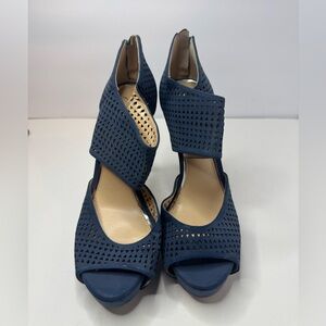 Jessica Simpson Navy Blue Stiletto Peep Toe Heels Size 8.5M